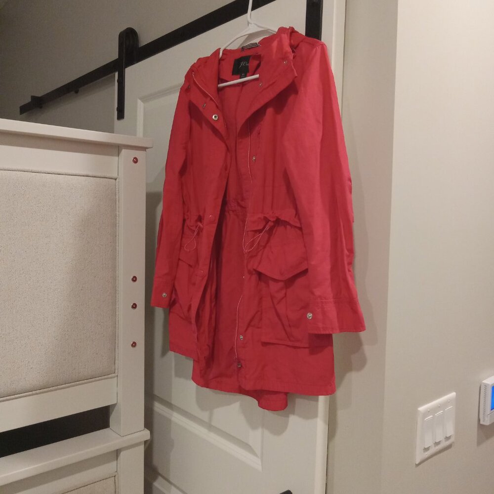 GREAT BRIGHT RED J.CREW SMALL PETITE PERFECT RAIN JACKET